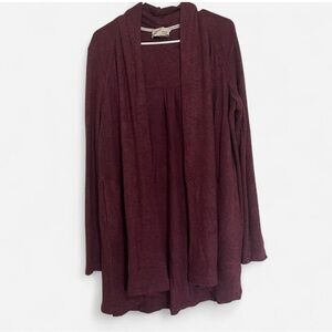 Anthropologie Saturday Sunday Burgundy Long Cardigan w Pockets size Lg